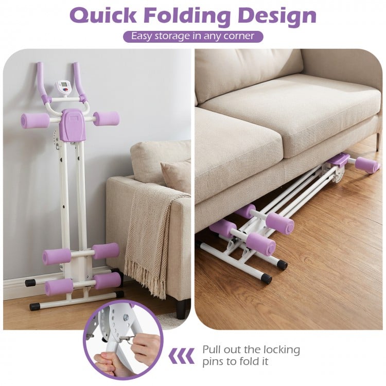 Ab Workout Equipment Foldable Abdominal Trainer Adjustable Ab Machine-White