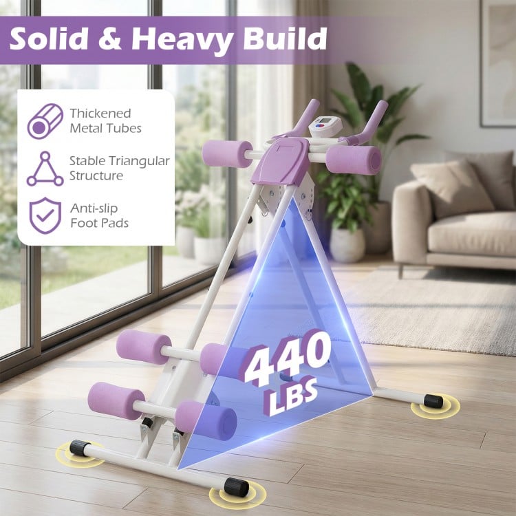 Ab Workout Equipment Foldable Abdominal Trainer Adjustable Ab Machine-White