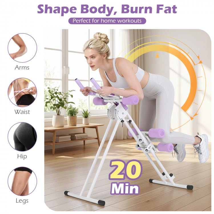 Ab Workout Equipment Foldable Abdominal Trainer Adjustable Ab Machine-White