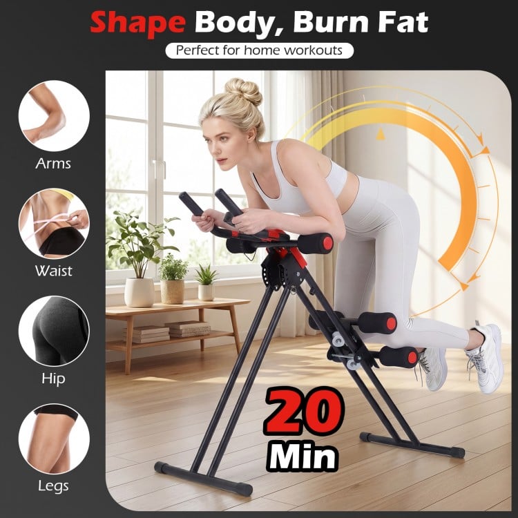 Ab Workout Equipment Foldable Abdominal Trainer Adjustable Ab Machine-Black