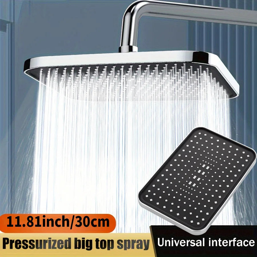 New 14 Inch High Pressure Top Spray Rain Shower Head Larger Flow Supercharge Rainfall Showerhead 360° Swivel Water Saving