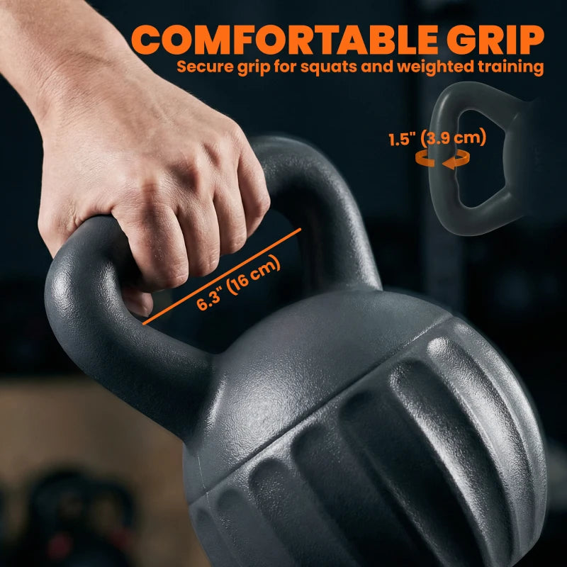 Soozier Kettlebell, 31 lbs Kettle Bell with Non-Slip Handle for Home Gym, Weight Lifting and Strength Training, Grey