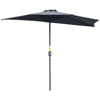 Outsunny 9' Half Round Balcony Parasol Patio Garden Outdoor Window Sun Shade 5 Ribs Grey 