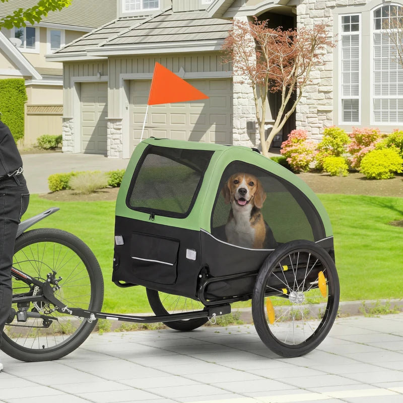 Dog Bike Trailer, Pet Cart Bicycle Wagon with 20" Wheels and Ventilated Windows, Portable Dog Trailer