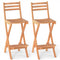 Acacia Wood Bar Height Chair with Backrest and Footrest for Backyard-Set of 2
