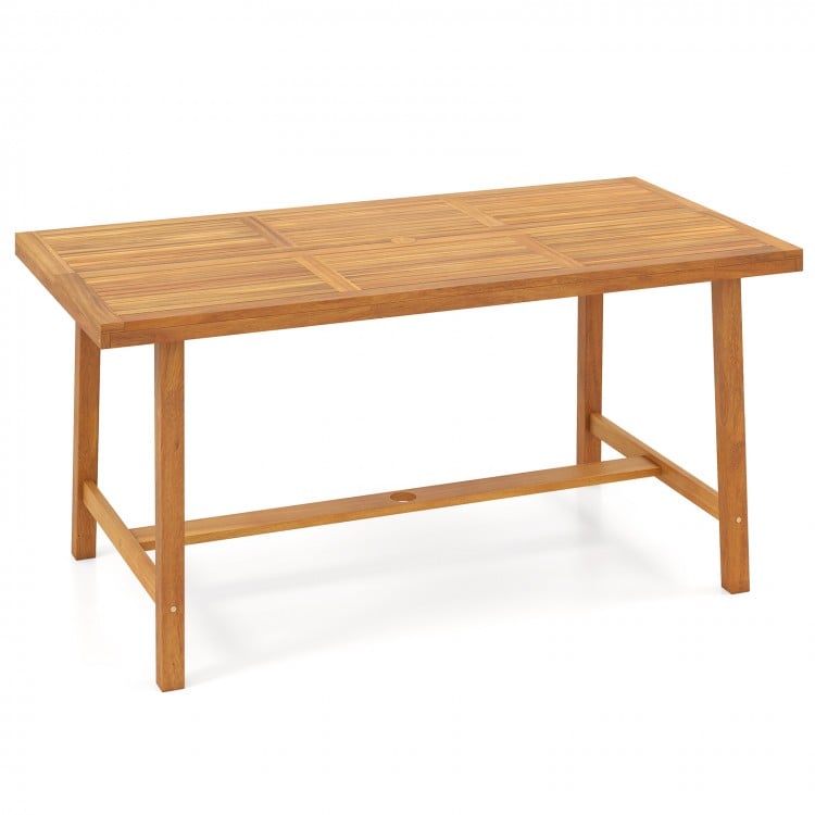 Acacia Wood Dining Table for 6 People Heavy-Duty Indoor Outdoor