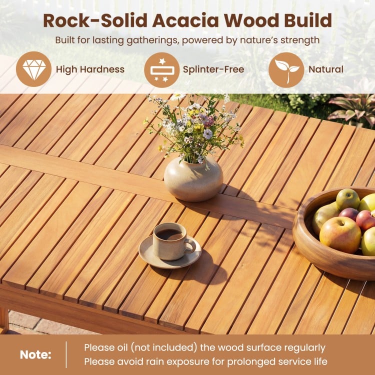 Acacia Wood Outdoor Garden Bench Set of 1/2 with Slatted Seat for Front Porch-Set of 1