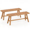 Acacia Wood Outdoor Garden Bench Set of 1/2 with Slatted Seat and 800 lbs Capacity-Set of 2