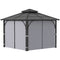 Outsunny 10' x 10' Hardtop Gazebo with 7mm Double Polycarbonate Roof, Outdoor Gazebo with Netting and Curtains