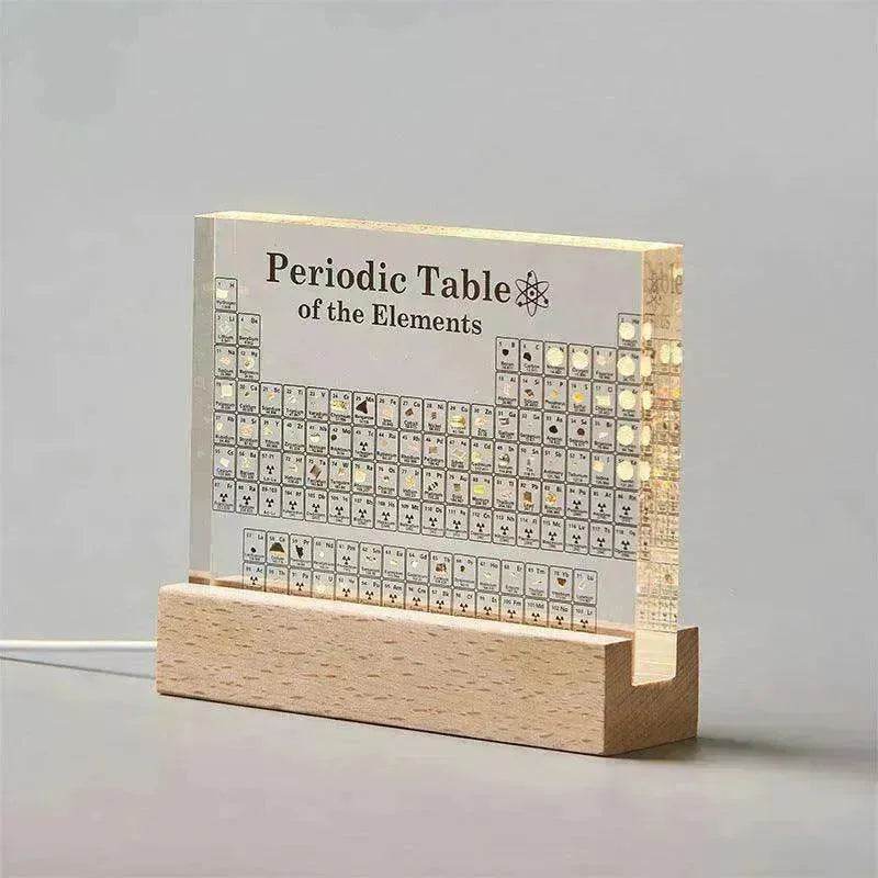 Acrylic Periodic Table: Real Element Samples + Light Base 