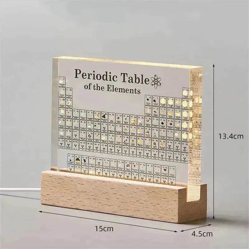 Acrylic Periodic Table: Real Element Samples + Light Base 