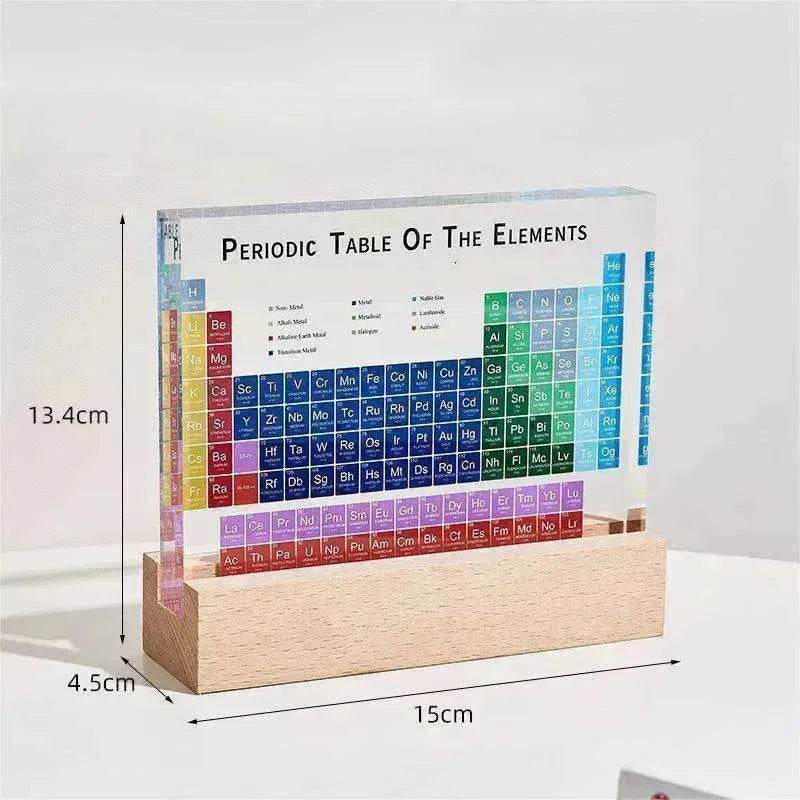 Acrylic Periodic Table: Real Element Samples + Light Base 