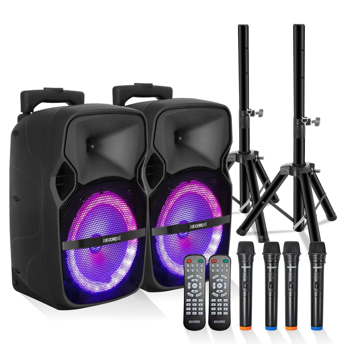 5Core 8-Inch Portable Bluetooth Party Speaker – Karaoke Boombox with 2 Wireless Microphones