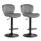Adjustable Counter Height Chairs Set of 2 with Velvet Upholstered Backrests-Gray