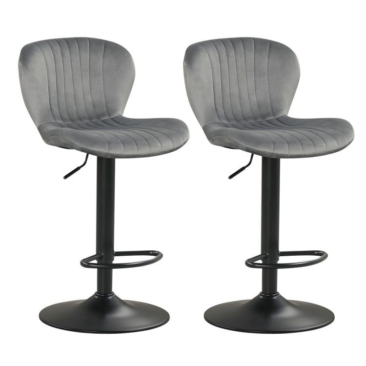 Adjustable Counter Height Chairs Set of 2 with Velvet Upholstered Backrests-Gray