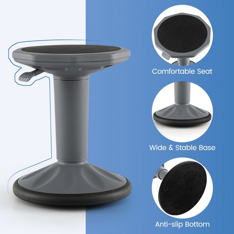 Adjustable-Height Wobble Chair Active Learning Stool for Office Stand Up Desk-Gray