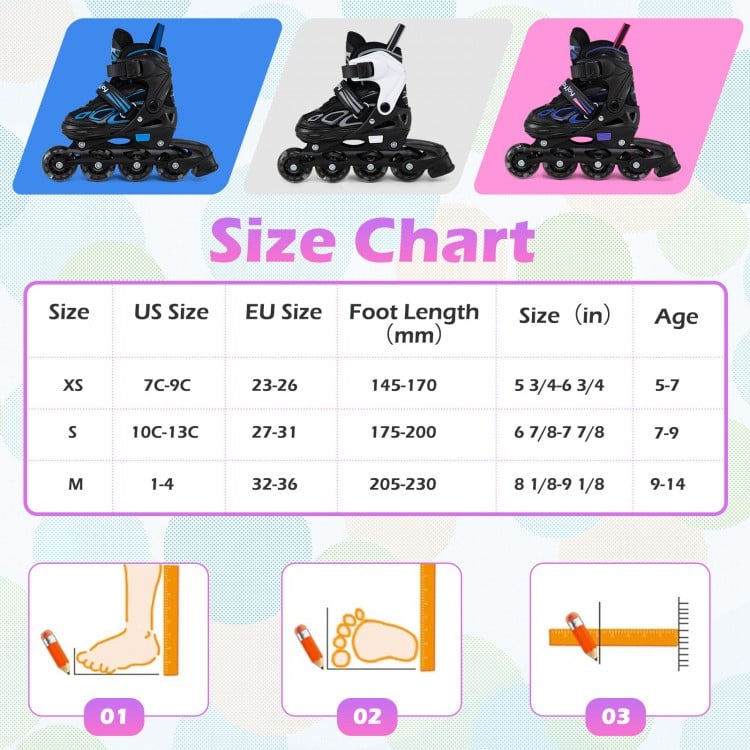 Adjustable Kids' Incline Skates for Boys Girls Ages 5-14-Purple