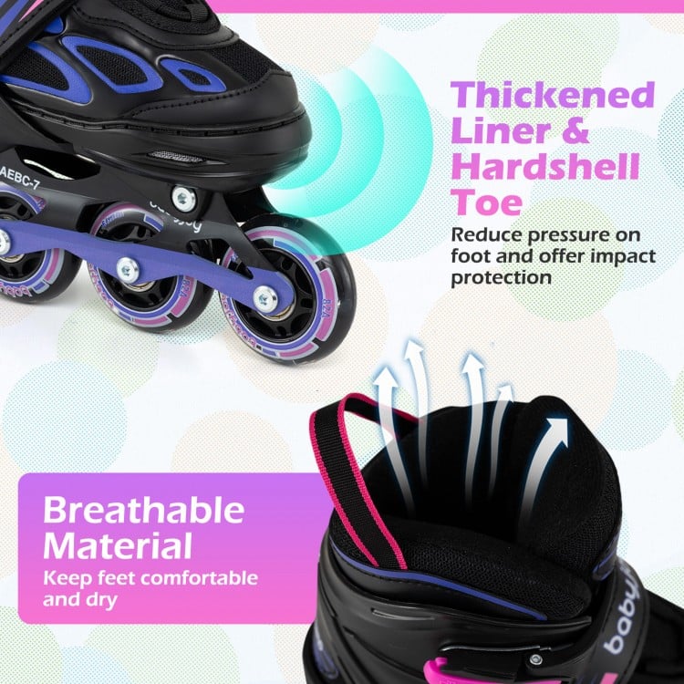 Adjustable Kids' Incline Skates for Boys Girls Ages 5-14-Purple