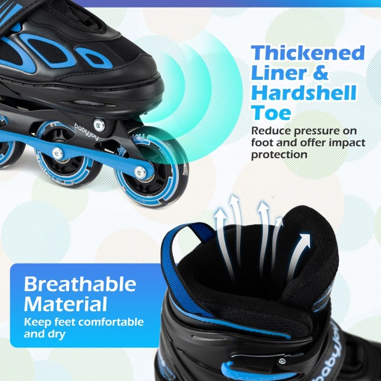 Adjustable Kids' Incline Skates 4 Sizes Adjustable Blade Roller-Blue