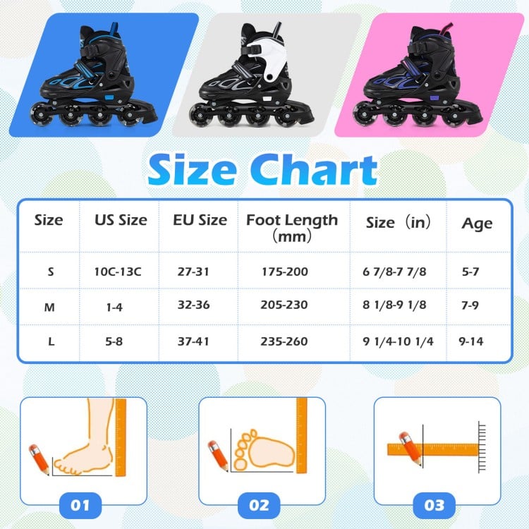 Adjustable Kids' Incline Skates 4 Sizes Adjustable Blade Roller-Blue