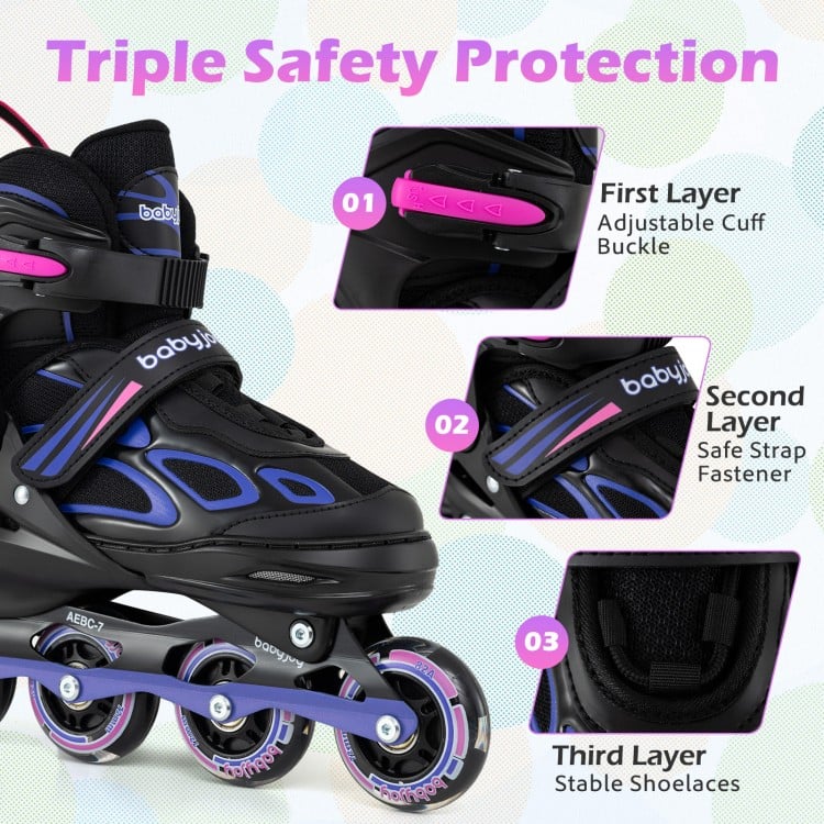 Adjustable Kids' Incline Skates 4 Sizes Adjustable Blade Roller-Purple