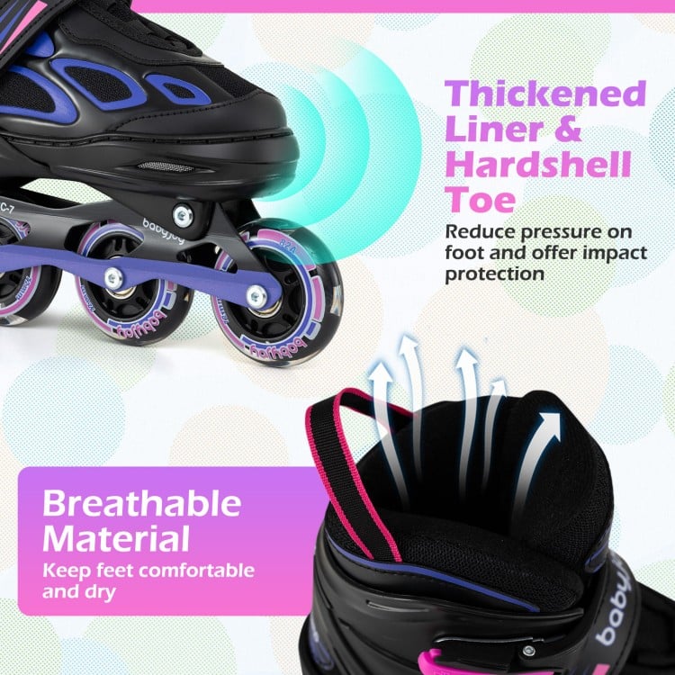 Adjustable Kids' Incline Skates 4 Sizes Adjustable Blade Roller-Purple
