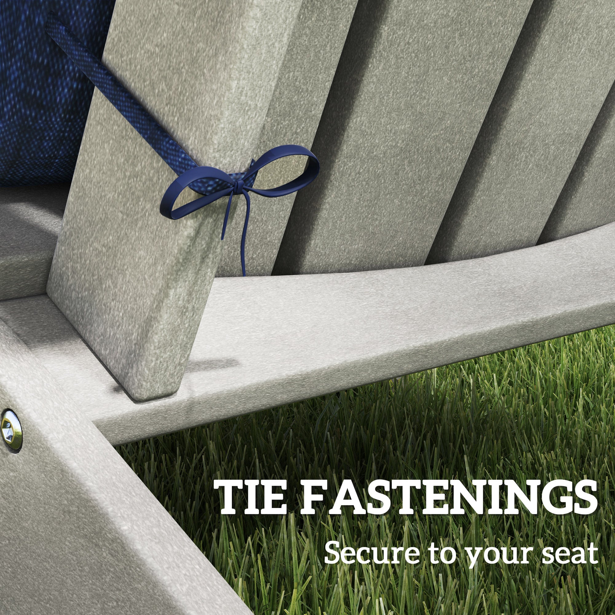 Outsunny Set of 2 Patio Chair Cushions, High Back Adirondack Chair Cushion with Ties, High-Density Foam, Navy Blue 