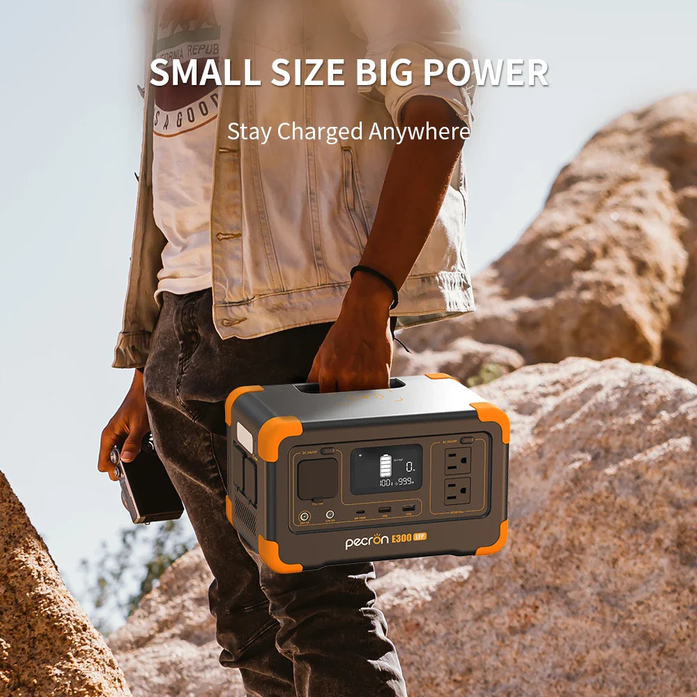 Pecron E300LFP Portable Power Station 600W 288Wh LiFePO4 Battery Solar Generator Power Bank Fast Charging for Home , RV, Camping 