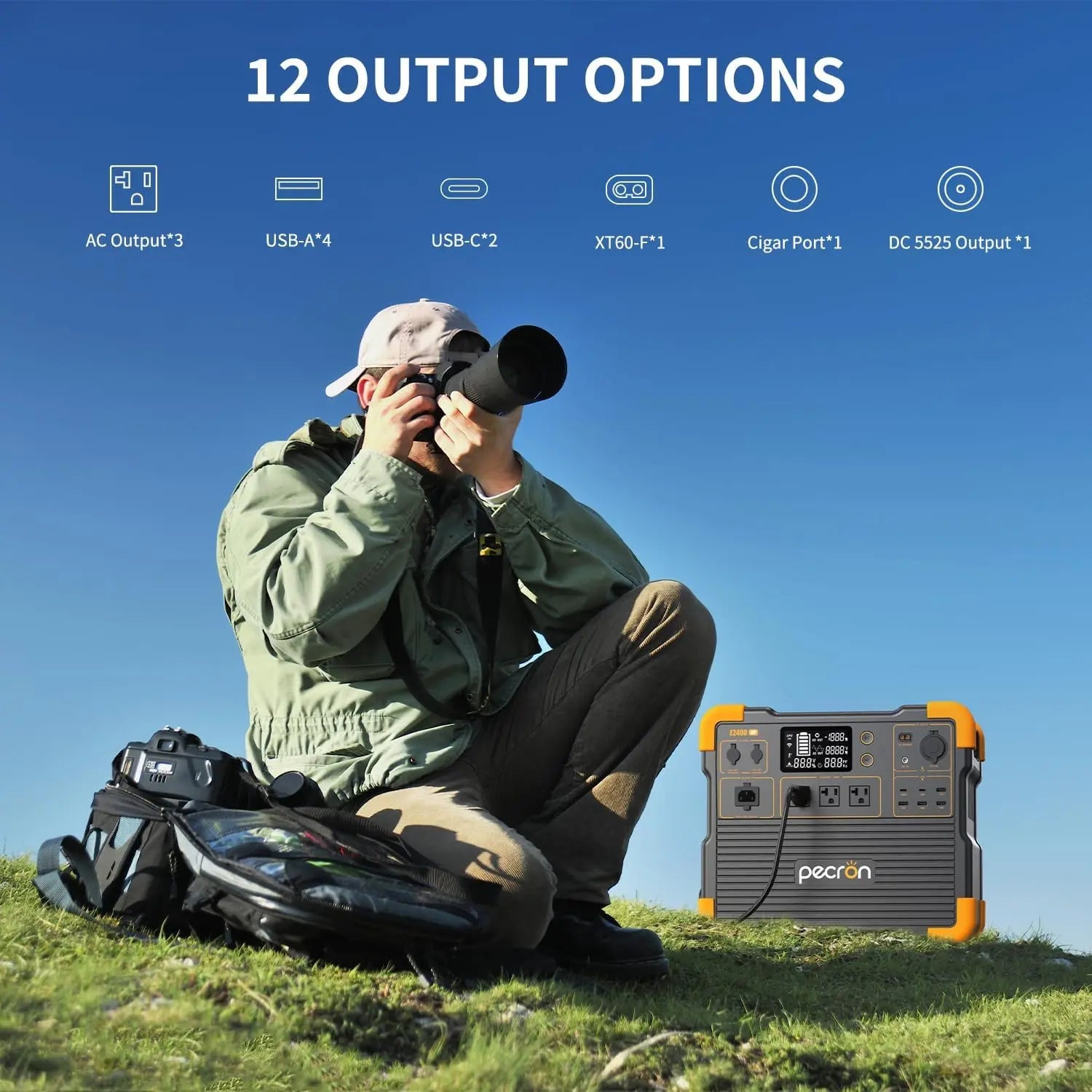 2400W Portable Power Station – Pecron E2400LFP, 2048Wh LiFePO4, Fast Solar Charging 