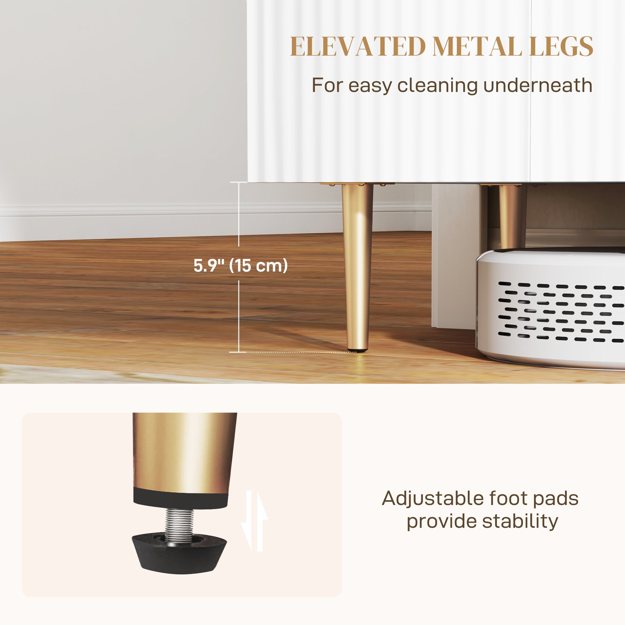 HOMCOM Modern Kitchen Storage Cabinet, Sideboard Buffet Cabinet with Adjustable Shelves for Kitchen Hallway, White 