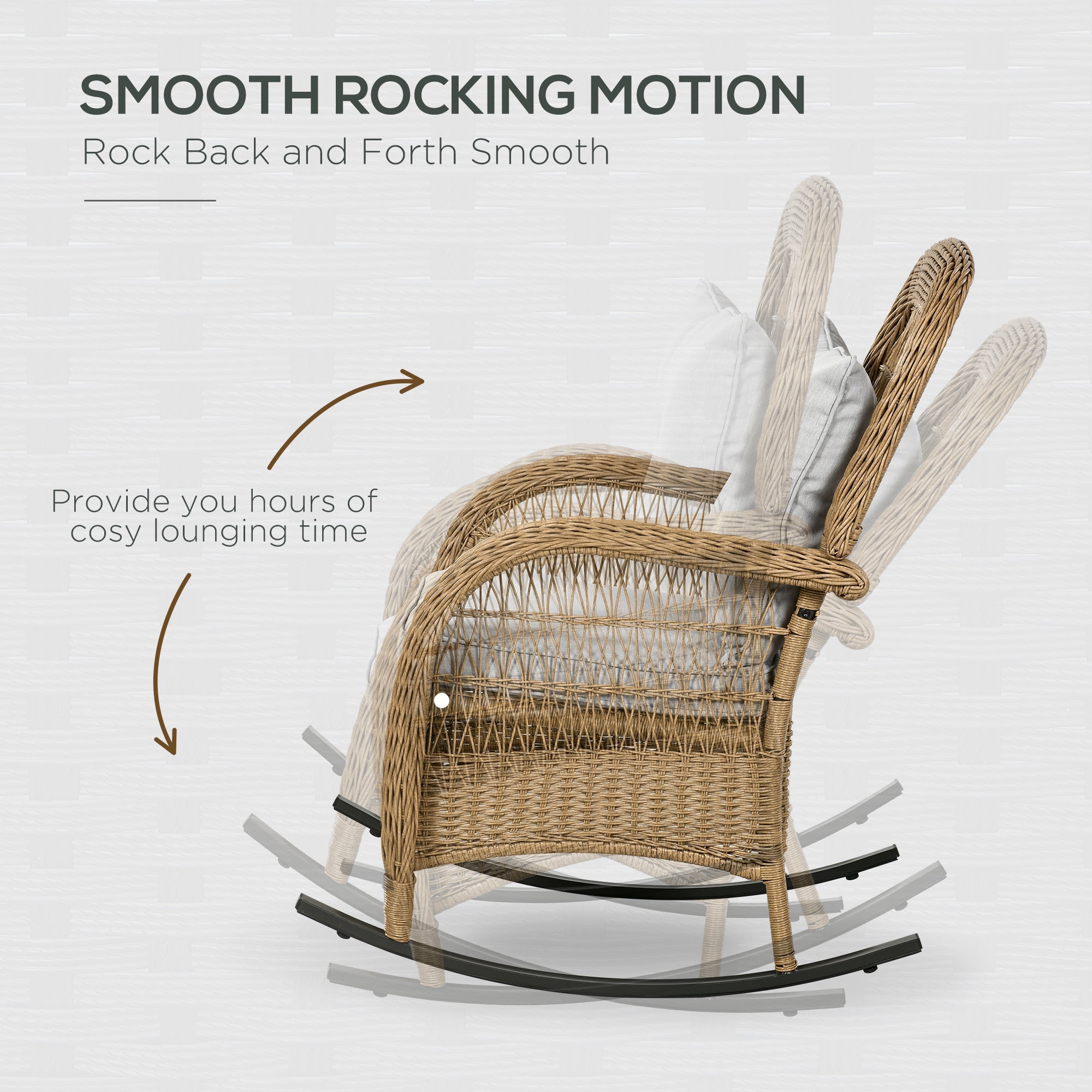 Outsunny Rattan Rocking Retreat: Outdoor Garden Porch Chair with Cushion, Light Grey Furniture Bliss 