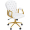 Velvet Office Desk Chair Button Tufted Vanity Chair with Swivel Wheels, Adjustable Height and Tilt Function, Cream White