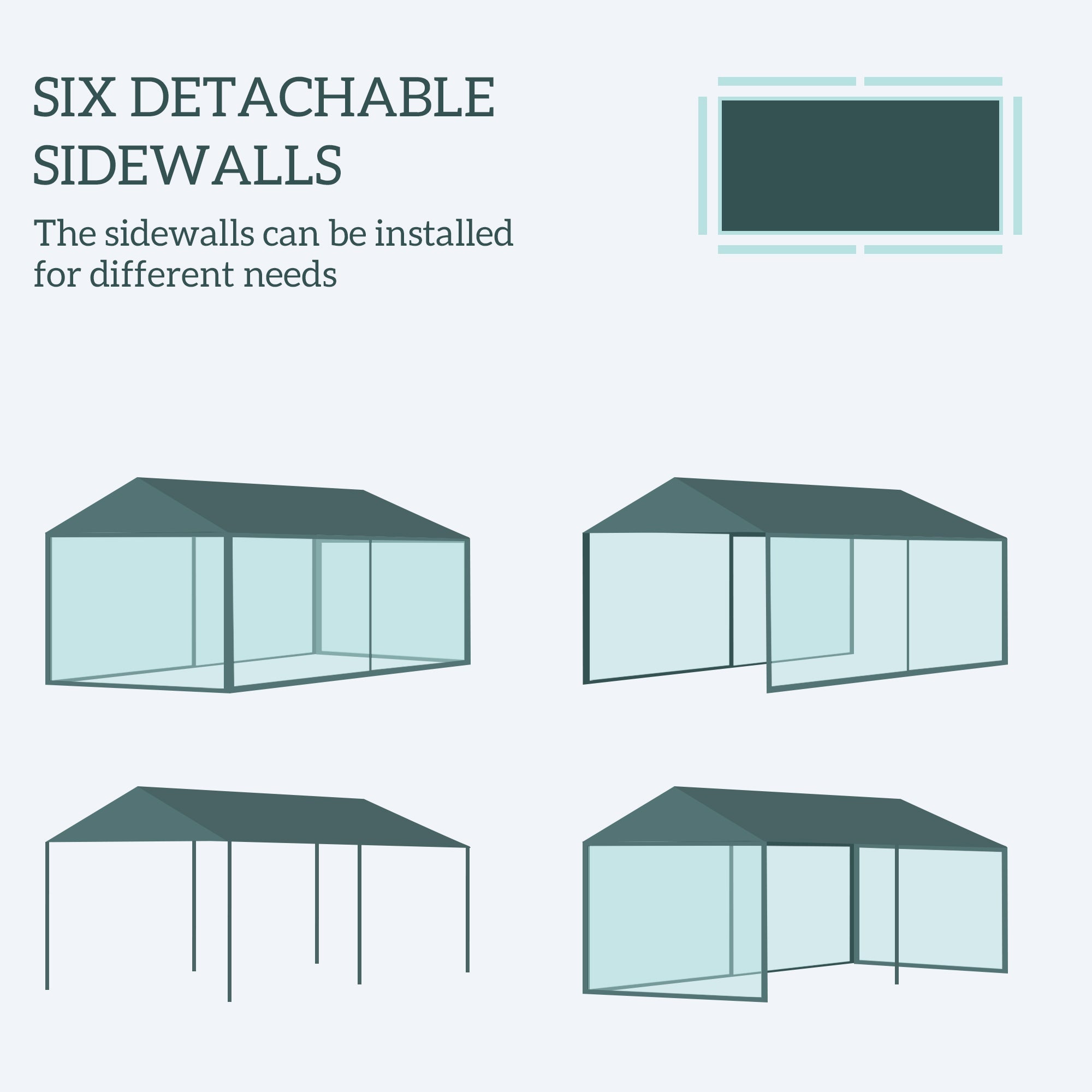Outsunny 19'x9' Party Tent Gazebo Canopy Garden Sun Shade for Outdoor Event with Removable Mosquito Mesh Netting, Green 