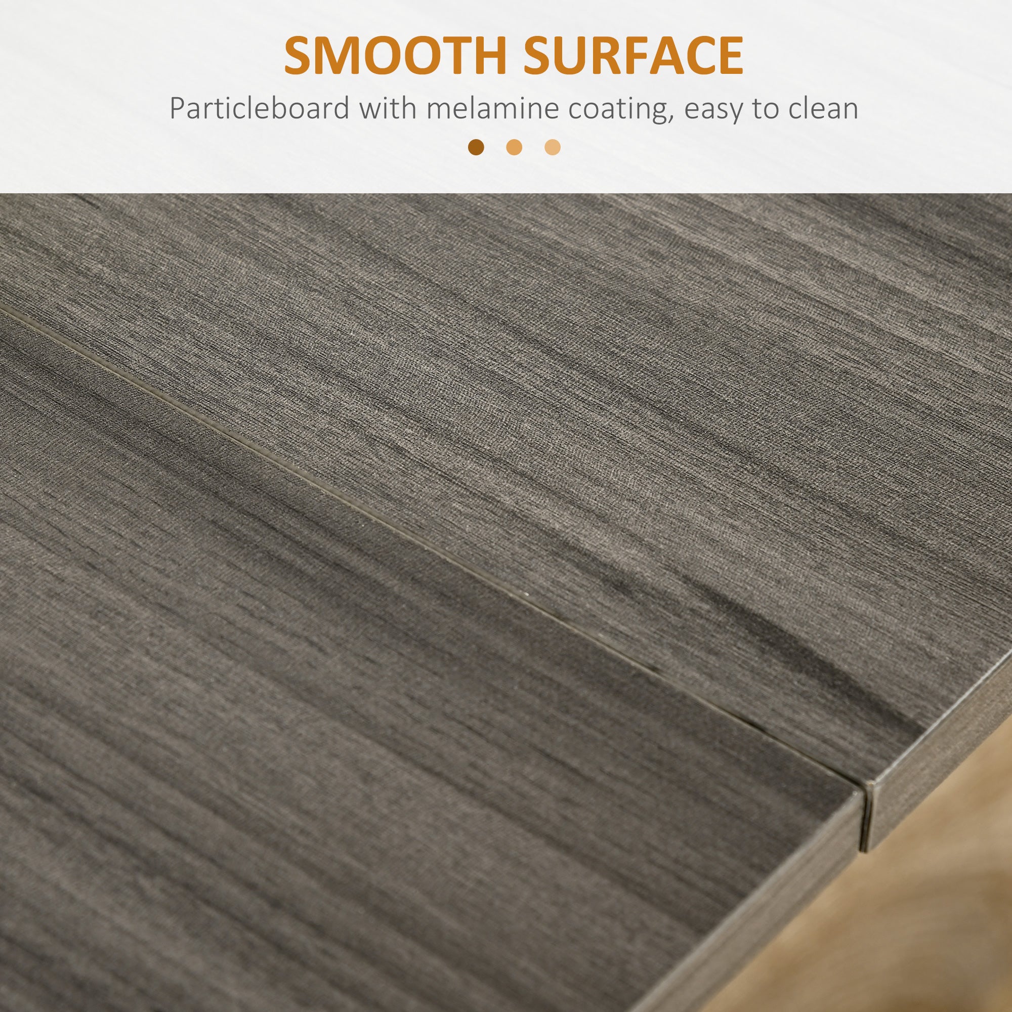 HOMCOM Extendable Dining Table, Collapsible Folding Table w/ 2-tier Shelves and Rolling Casters, Grey Wood Grain 