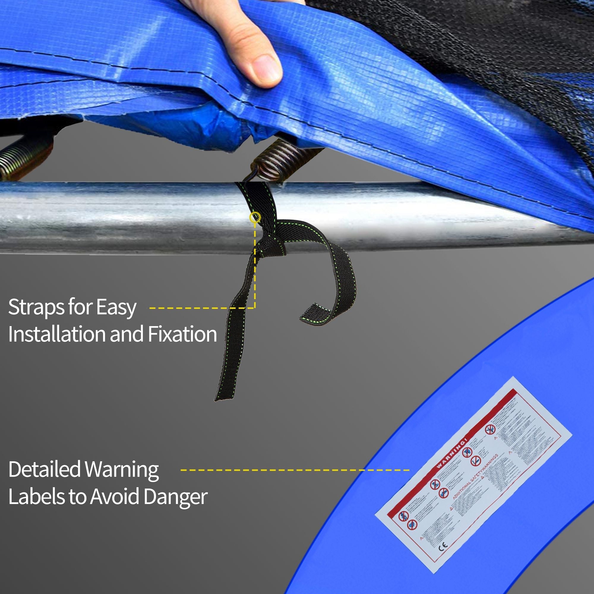 HOMCOM 8ft Trampoline Safety Pad Spring Cover Gymnastics Bounce Jump EPE Foam Protection Blue 