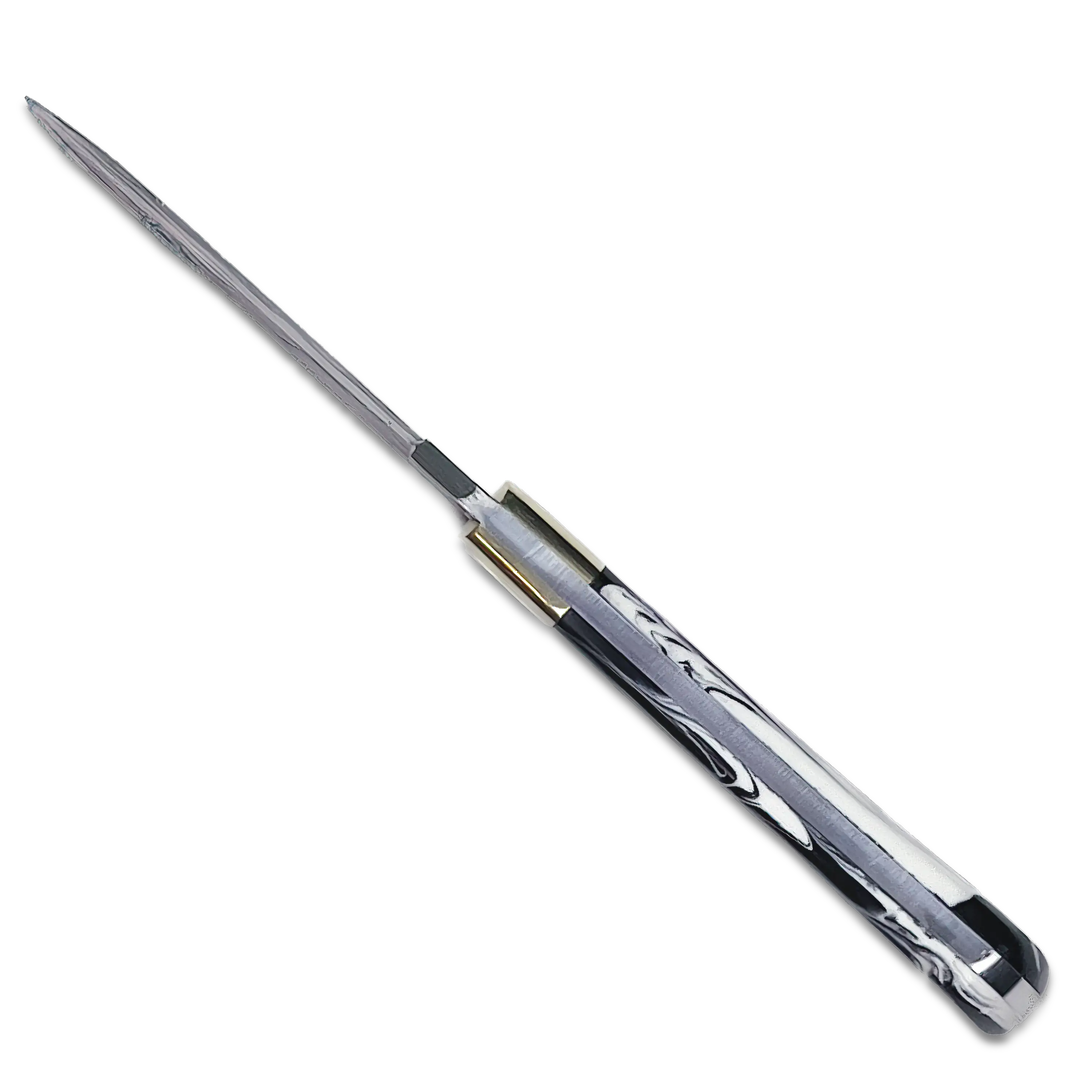 AKARI Skinner Black Knife 3.5 inch with Original Leather Sheath 