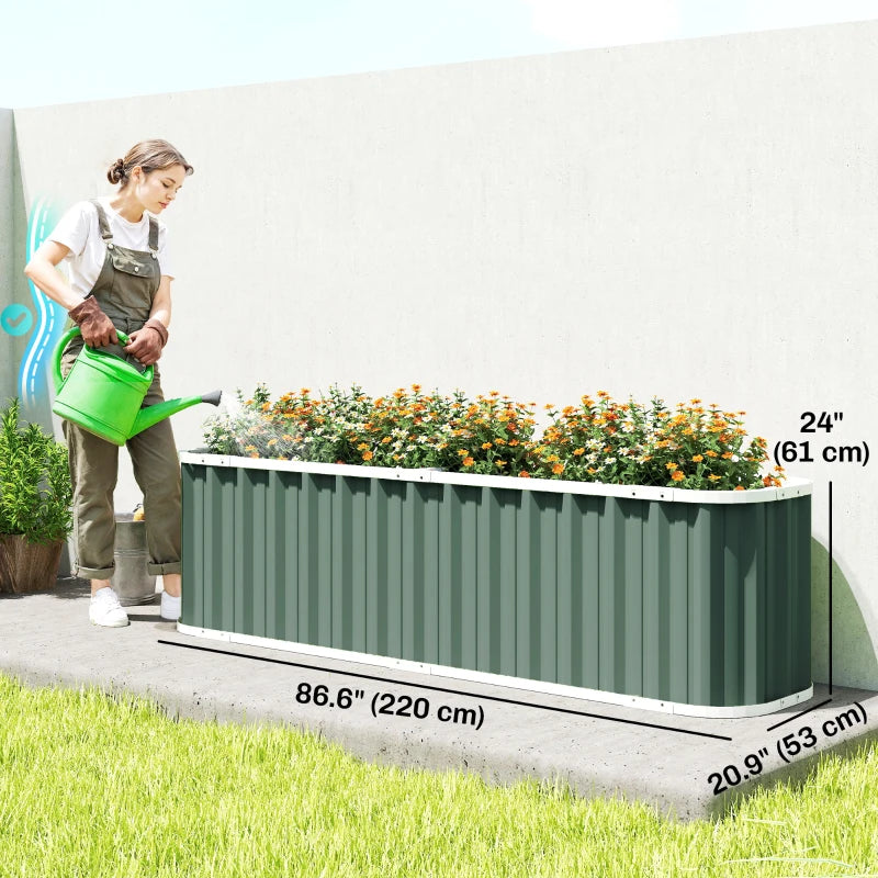 Galvanized Raised Garden Bed, Deep Rot Planter Box, Outdoor Garden Bed with Plant Labels, 7' x 2' x 2', Light Green