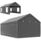 Outsunny 12 x 20ft Carport with 2 Roll-Up Doors, 4 Windows, Portable Garage with Removable Sidewalls for Car, Truck, Dark Grey