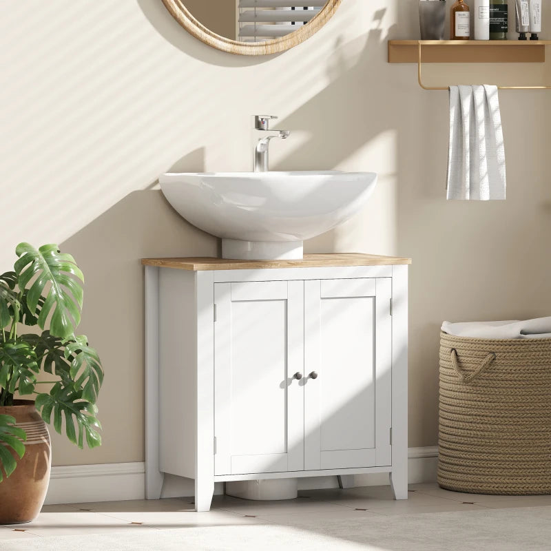 Bathroom Sink Vanity Unit, Under Sink Bathroom Cabinet with U-Shape Design and Adjustable Shelf, White