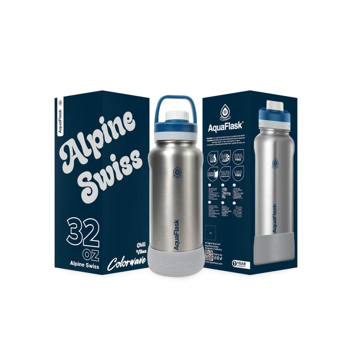 Aqua Flask Colorwave 32oz – Stainless Steel, Vacuum Insulated, Hot & Cold, Leak Proof, Travel & Office Bottle 