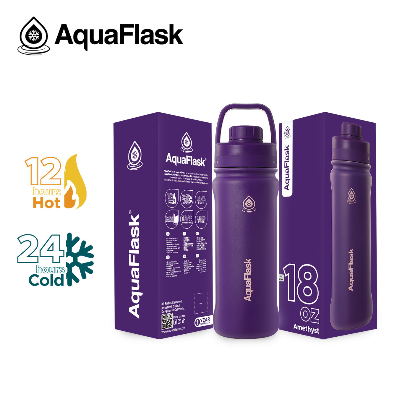 AquaFlask Original Vacuum Insulated Water Bottles 530ml (18oz) 