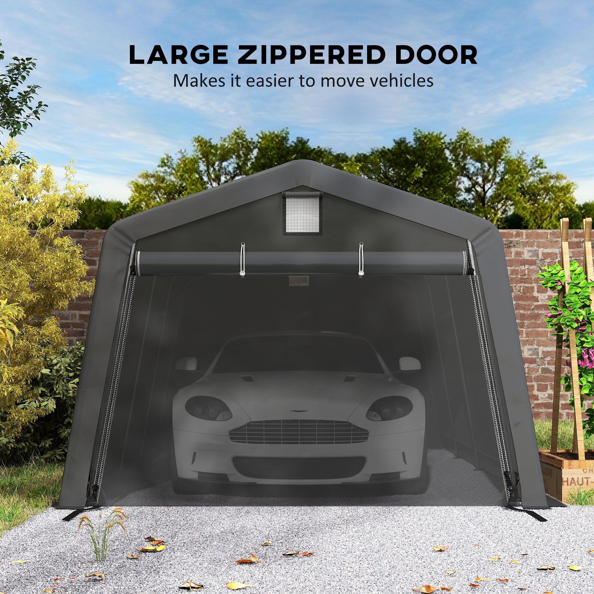 Outsunny 11' x 20' Portable Garage, Heavy Duty Carport Canopy with Ventilation Windows and Large Roll-up Door, Dark Grey 