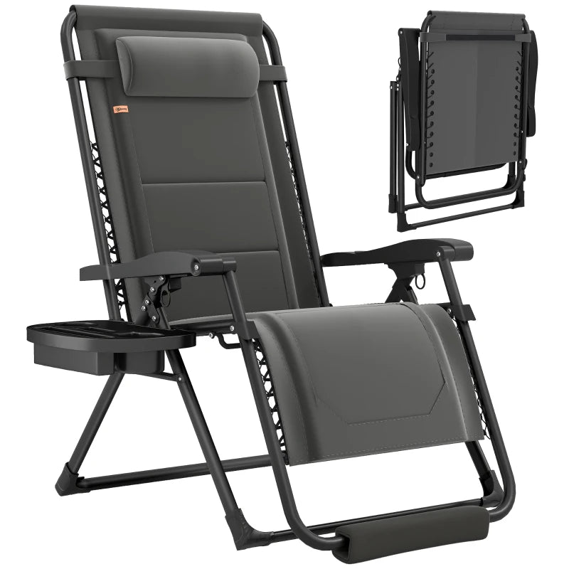 Zero Gravity Chair, Reclining Outdoor Lounger Chair with Cup Holder, 400 LBS Capacity, Dark Grey