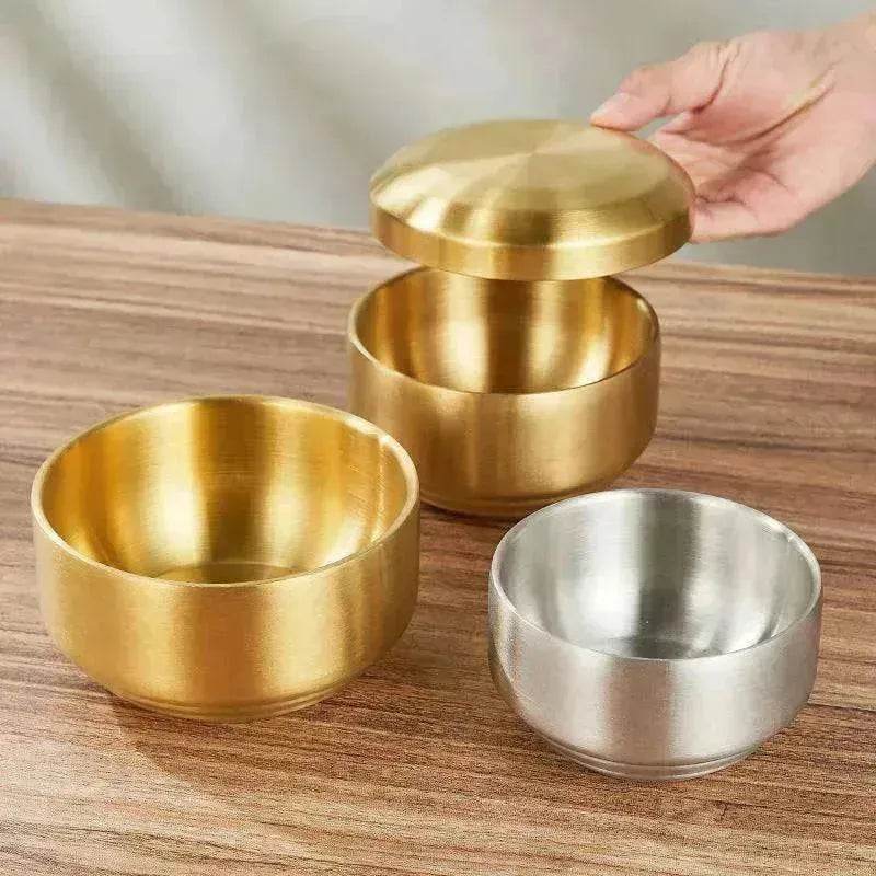 An Adorable Stainless Steel with Golden Tape Tureen Bowl 