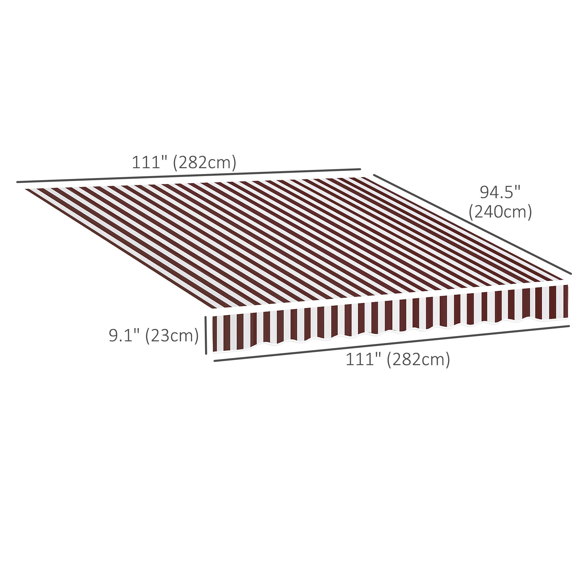 Outsunny Outdoor Sunscreen Cover: 9'x8' Retractable Fabric Replacement with UV Blocking, Red White 