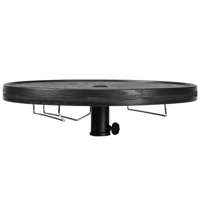Outsunny Beach Umbrella Table Tray with Wine Glass Holder and Foldable Towel Rack, 23.6", Black 
