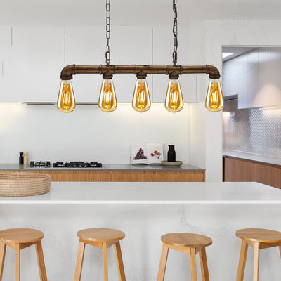Waterpipe Ceiling Light 5 Light Chandelier Brushed Copper 