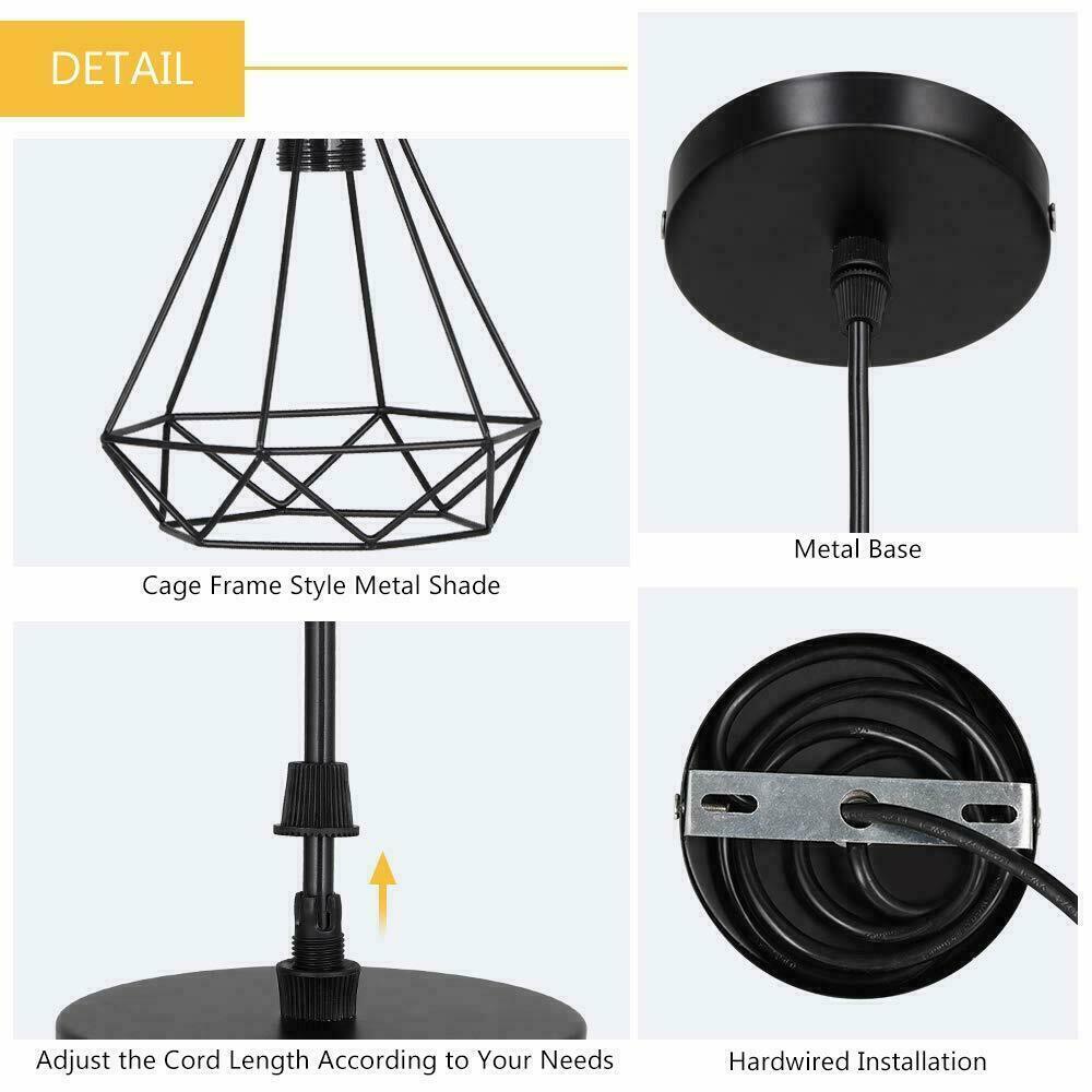 3-Lights Industrial Geometric Cage Hanging Pendant Light Fixture~1178