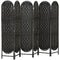 Bohemian Privacy Screen, Folding Room Divider with 6 Panels and Arched Top for Bedroom Living Room Office, Black