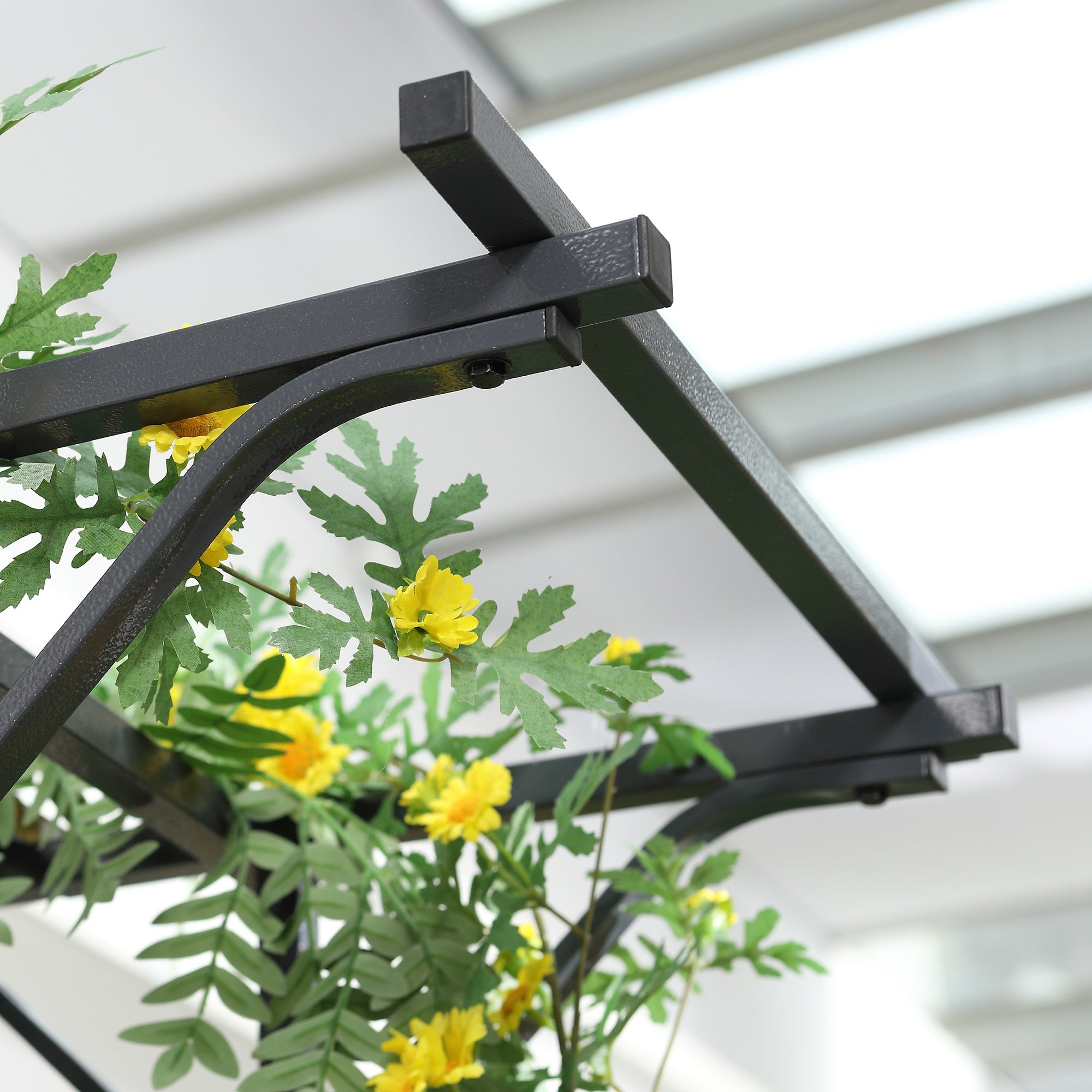 Outsunny Metal Garden Arch 7ft Outdoor Arbor for Climbing Plants Wedding Decor Black 